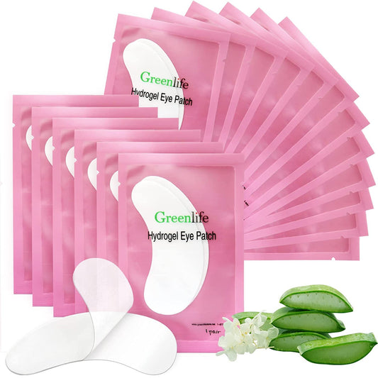 100 Pairs GreenLife Natural Hydrogel Eye Gel Pads - Collagen and Aloe Vera Patches for Under Eyes