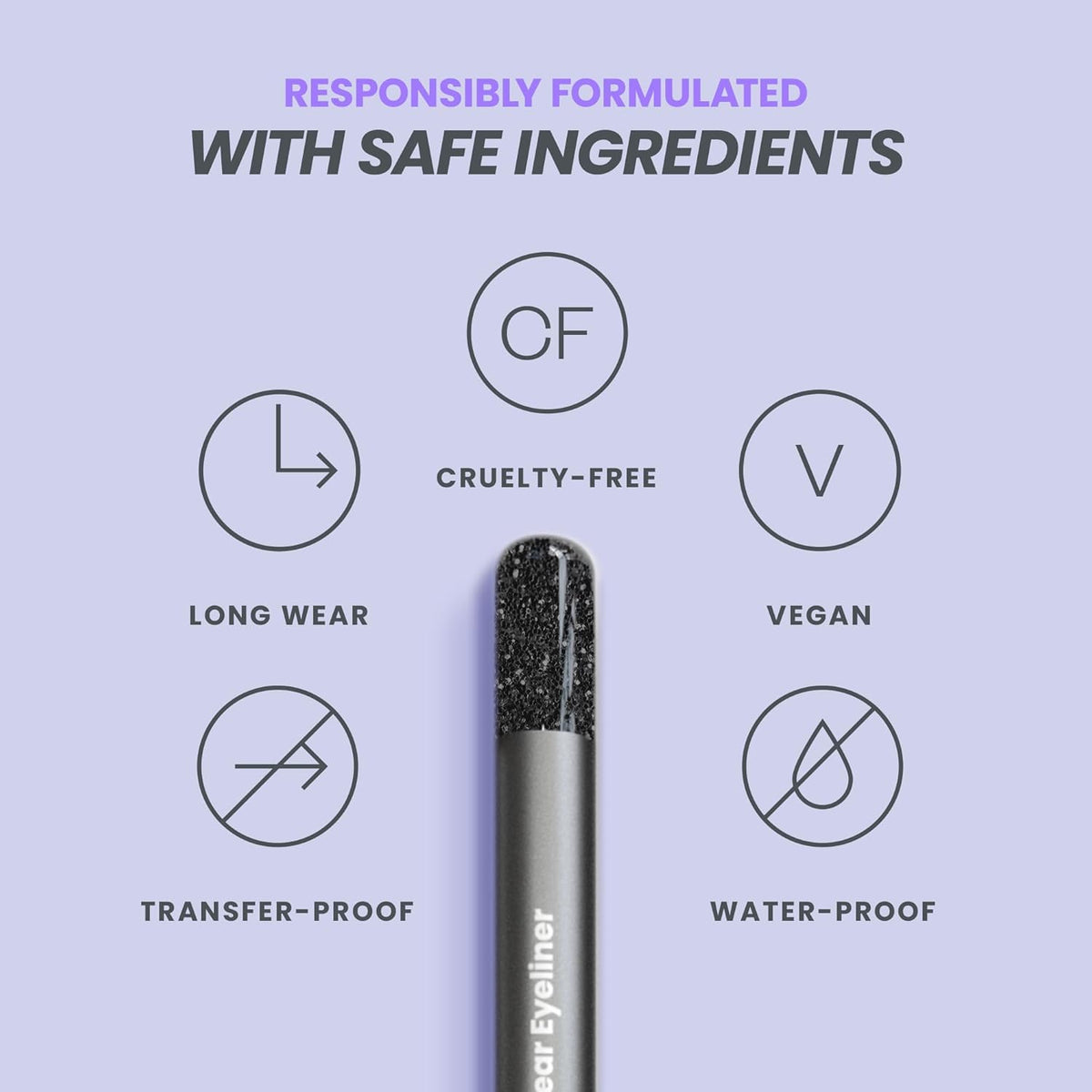 Wonderskin Eyeliner Pencil, 1440 Longwear Black Glitter Eyeliner Pencil - Waterproof, Sharpenable &
