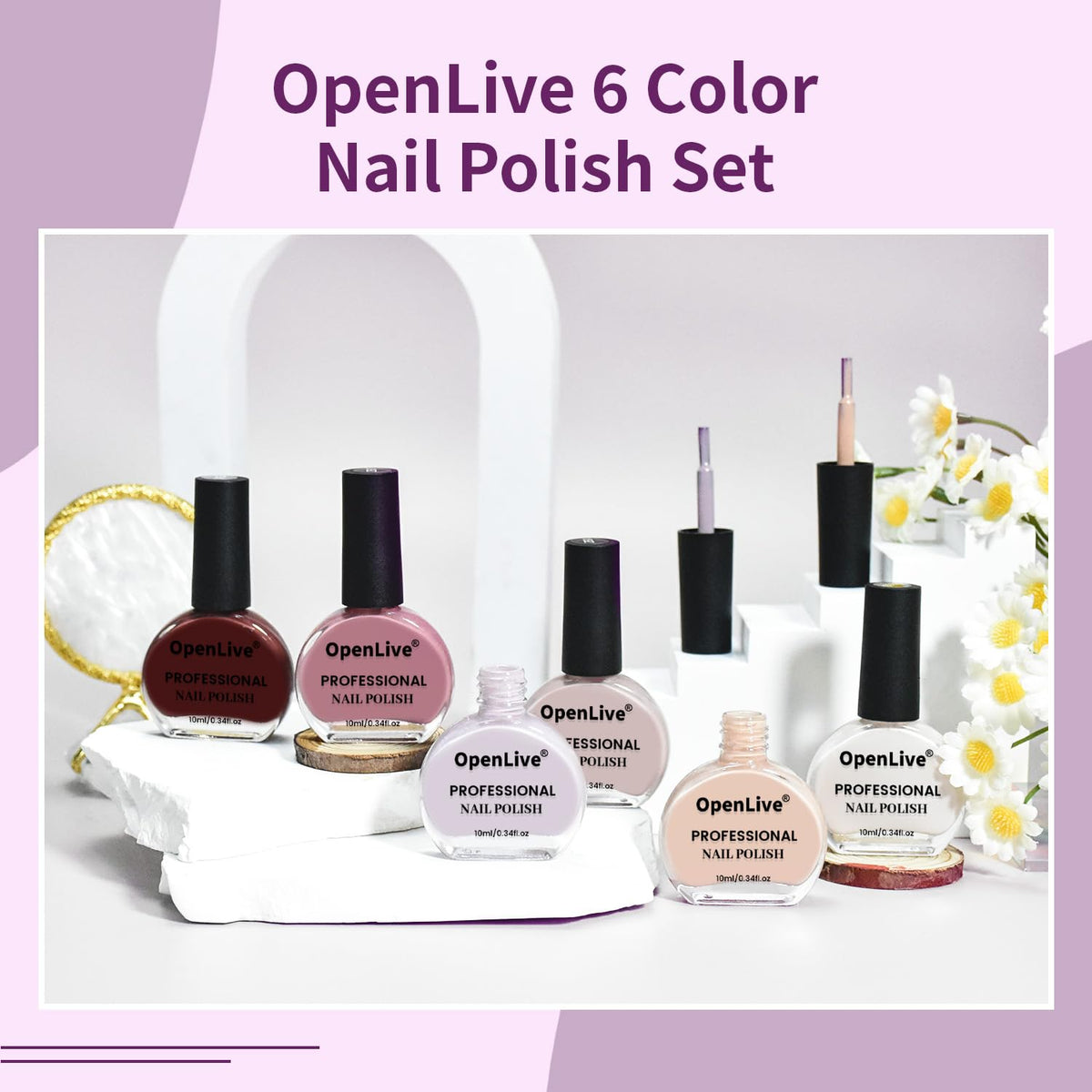 10ml Nude Pink Nail Polish Set 6 Colors Brown Red Purple All Seasons Neutral Color Quick Dry Nail
