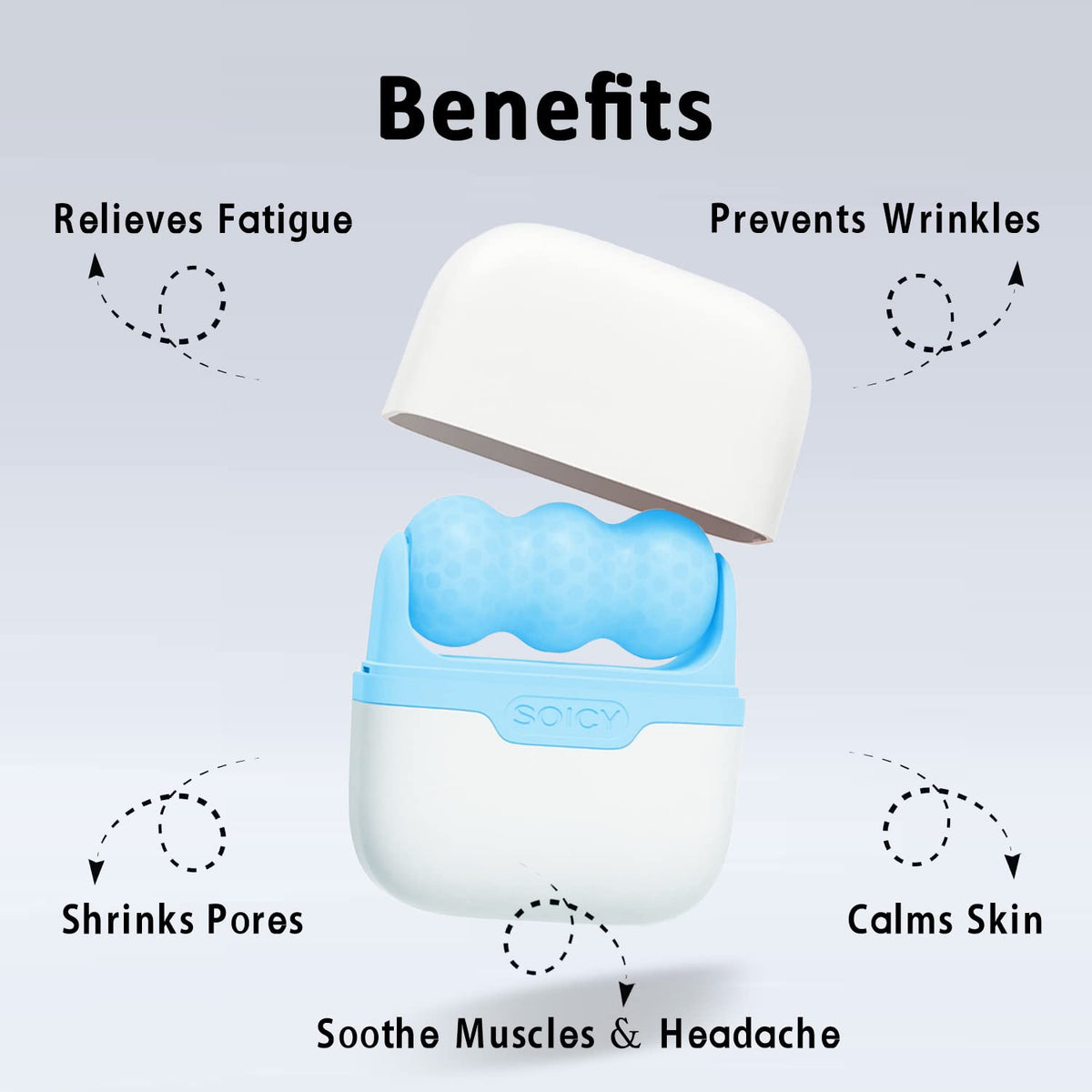 Leeshine Ice Roller for Face and Eyes - Facial Skin Care Tools with 2 in 1 Massage Roller and