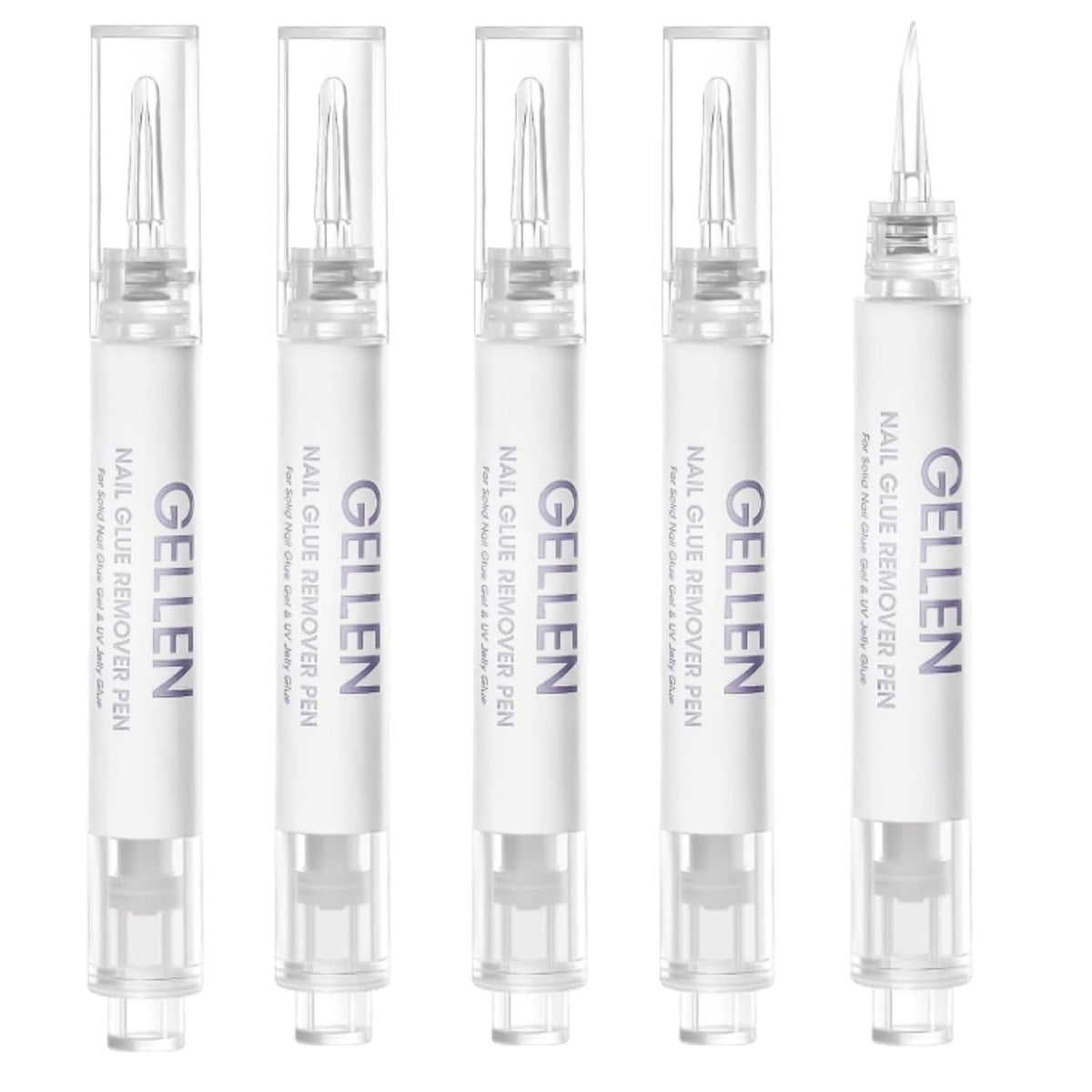 Gellen Nail Glue Remover 5 Pcs, Glue Remover Pen for Press on Nails, Non Acetone Press on Removal