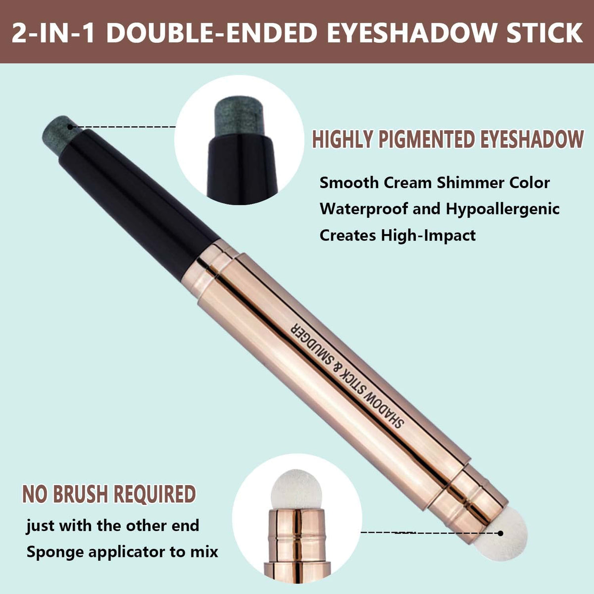 Evergreen Eyeshadow Stick Makeup, Highlighter Matte Cream Eye Shadow Pencil, Waterproof