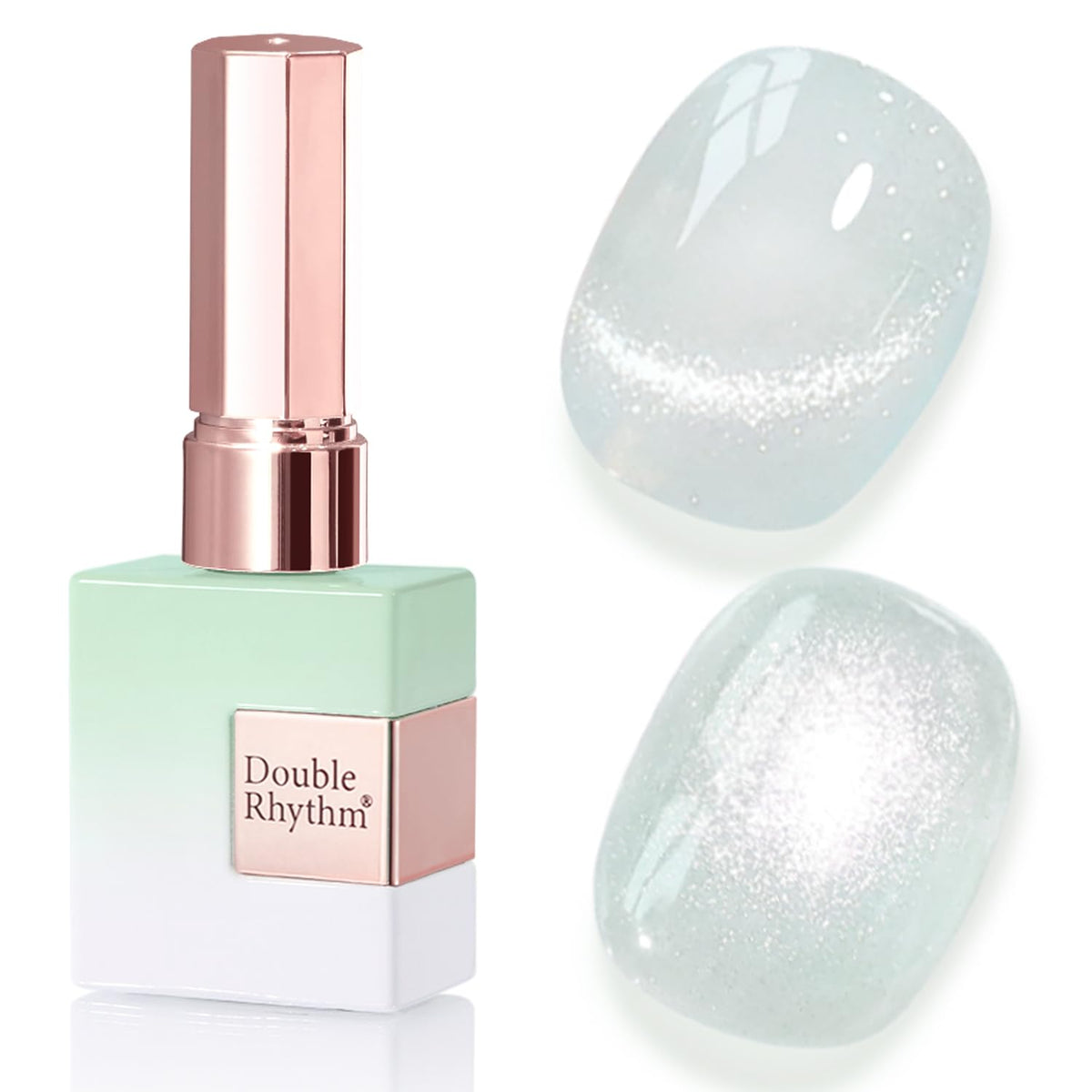 Double Rhythm 0.5 Oz Cat Eye Gel Polish with Magnet Same Color Same Bottle Holographic Glitter