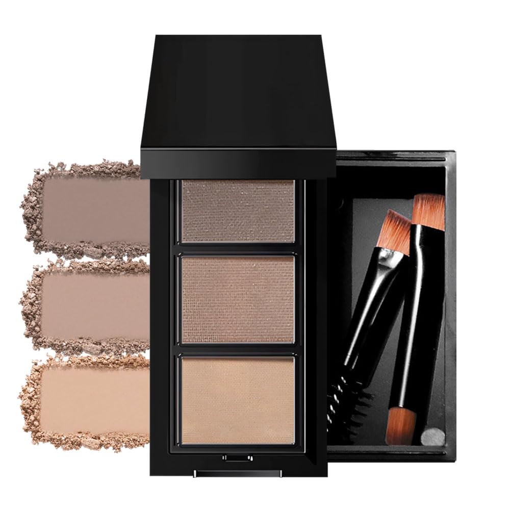 Light Medium Brown Eye Brow Powder for Women, Taupe Eyebrow Powder Kit with Brush, Long-Lasting 3