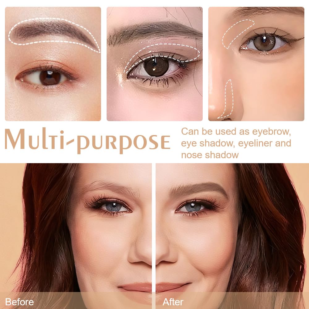 Light Medium Brown Eye Brow Powder for Women, Taupe Eyebrow Powder Kit with Brush, Long-Lasting 3