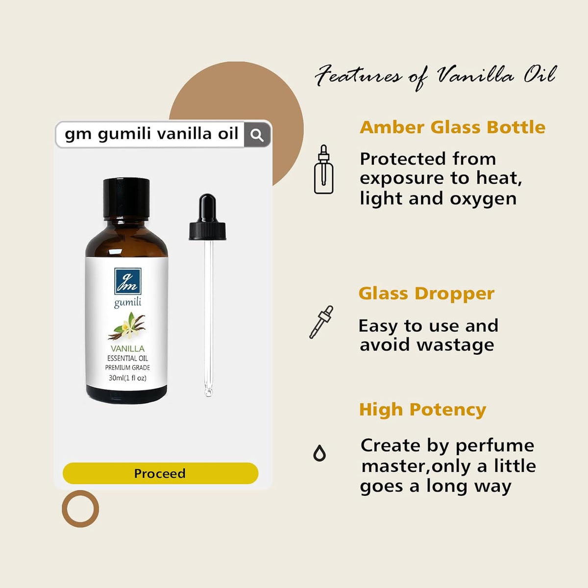 Vanilla Essential Oil – 1 Oz Vanilla Oil for Skin & Diffuser | Home Fragrance Oil for Body, Lotion