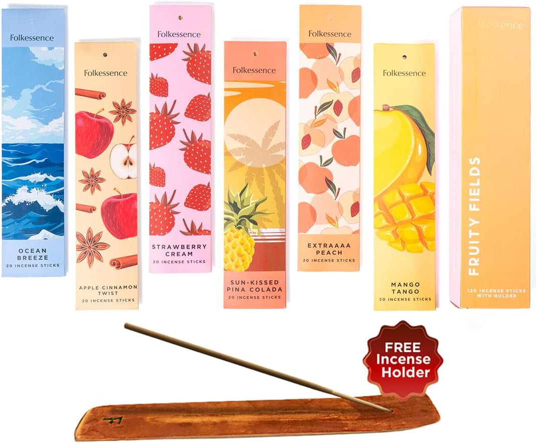 Folkulture Incense Sticks with Holder | Set of 6 (120) Organic Fall Insence-Sticks with 45 Mins