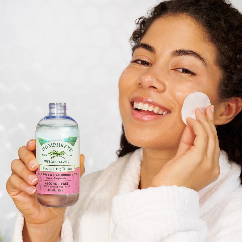 Humphreys Witch Hazel Hydrating Toner | Wild Harvested Witch Hazel & Rose | Natural, Alcohol-Free