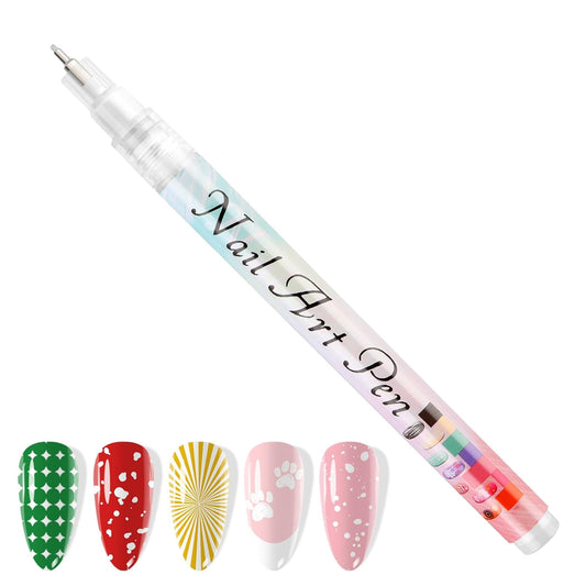 1 PCS White Nail Art Polish Pens, Kalolary 0.5mm Nail Art Markers Nail Point Graffiti Dotting Pen