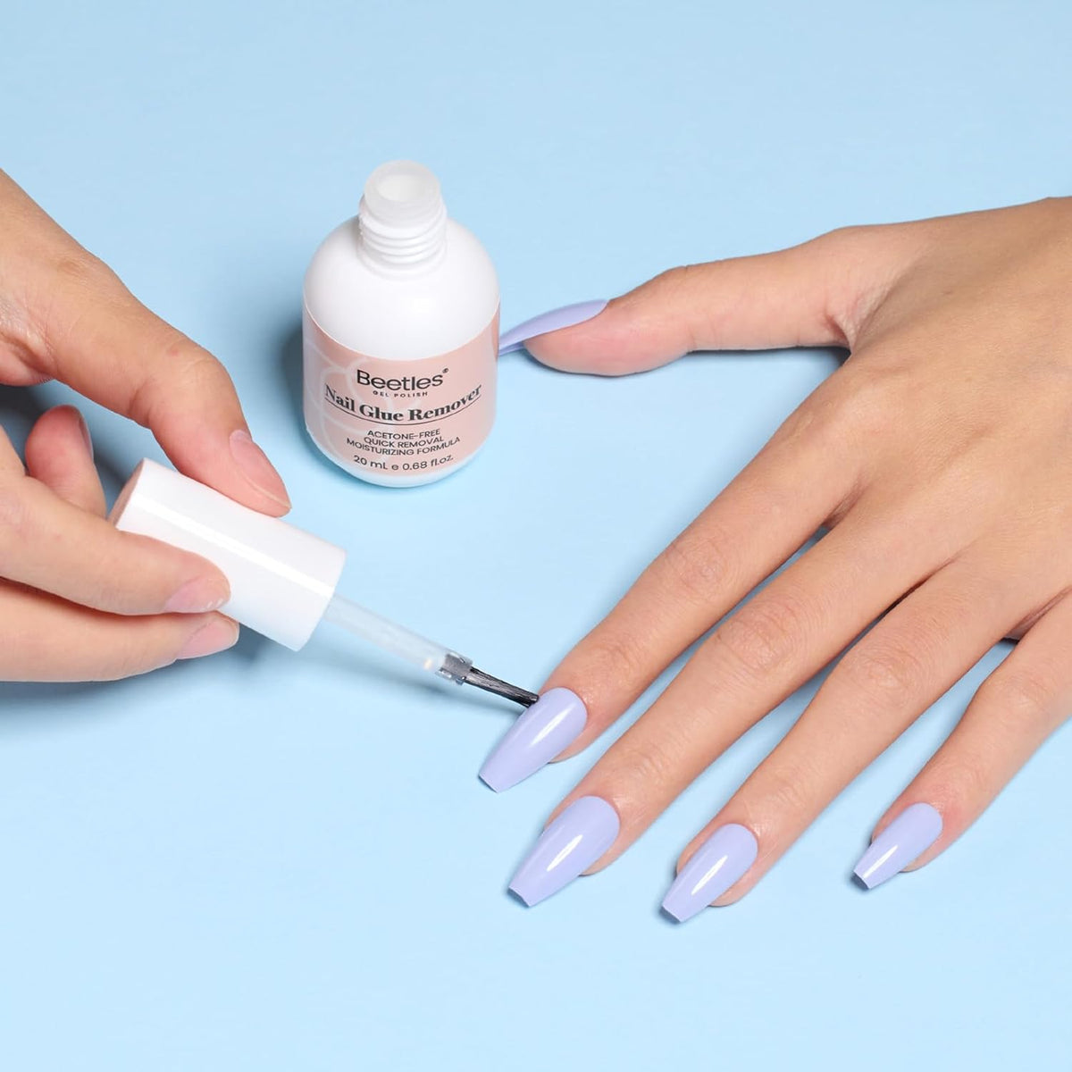 Beetles Nail Glue Remover with Cuticle Pusher, 20ml Press on Nails Glue Remover for False Nail Tips