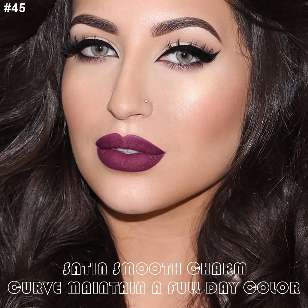 evpct 2Pcs Light Plum Purple Matte Liquid Lipstick Lip Gloss Stain and Retractable Lip Liner Makeup