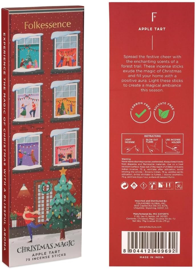 Folkulture Christmas Incense Sticks for Home | Pack of 75 Insenses for Cleansing | Natural and Non
