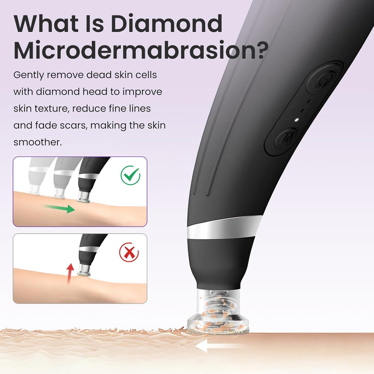 Diamond Microdermabrasion Machine, UNOISETION Rechargeable Micro Dermabrasion Facial Tool with 12