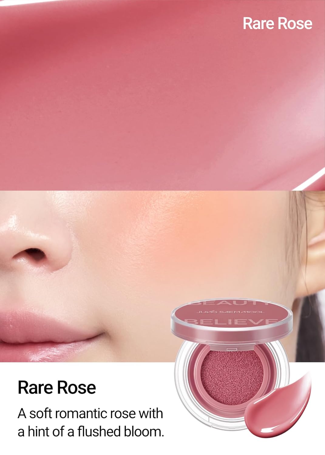 JUNGSAEMMOOL Artist Cushion Blush (Rare Rose) | Easy to Blend, Lightweight, Hydrating Korean Makeup