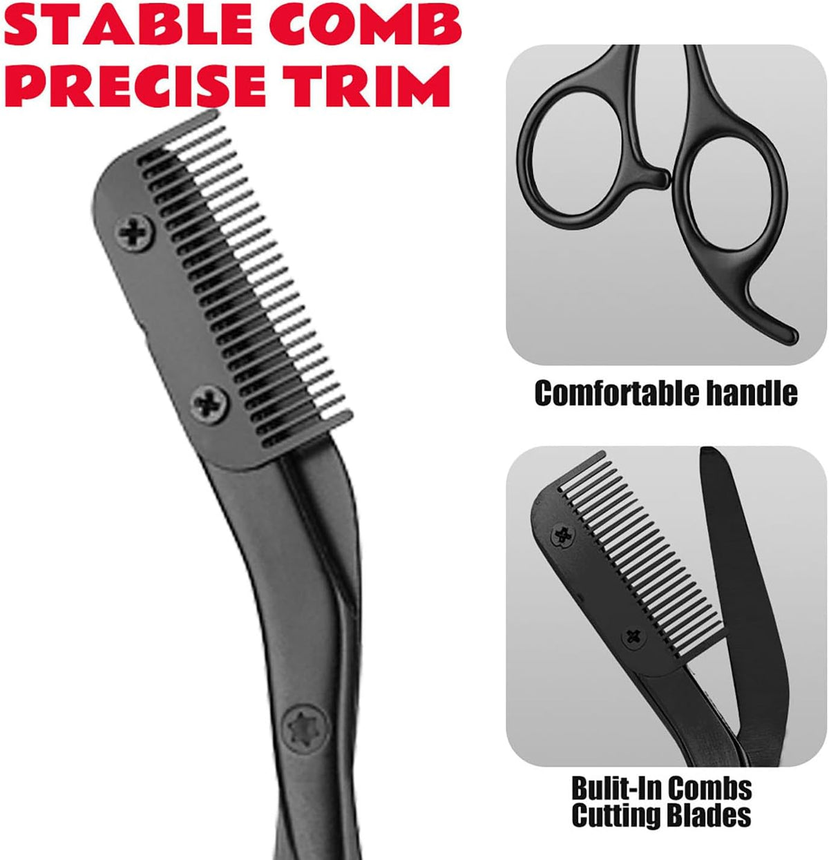Eyebrow Scissors with Comb, Facial Grooming Scissors Kit, Professional Precision Eyebrow