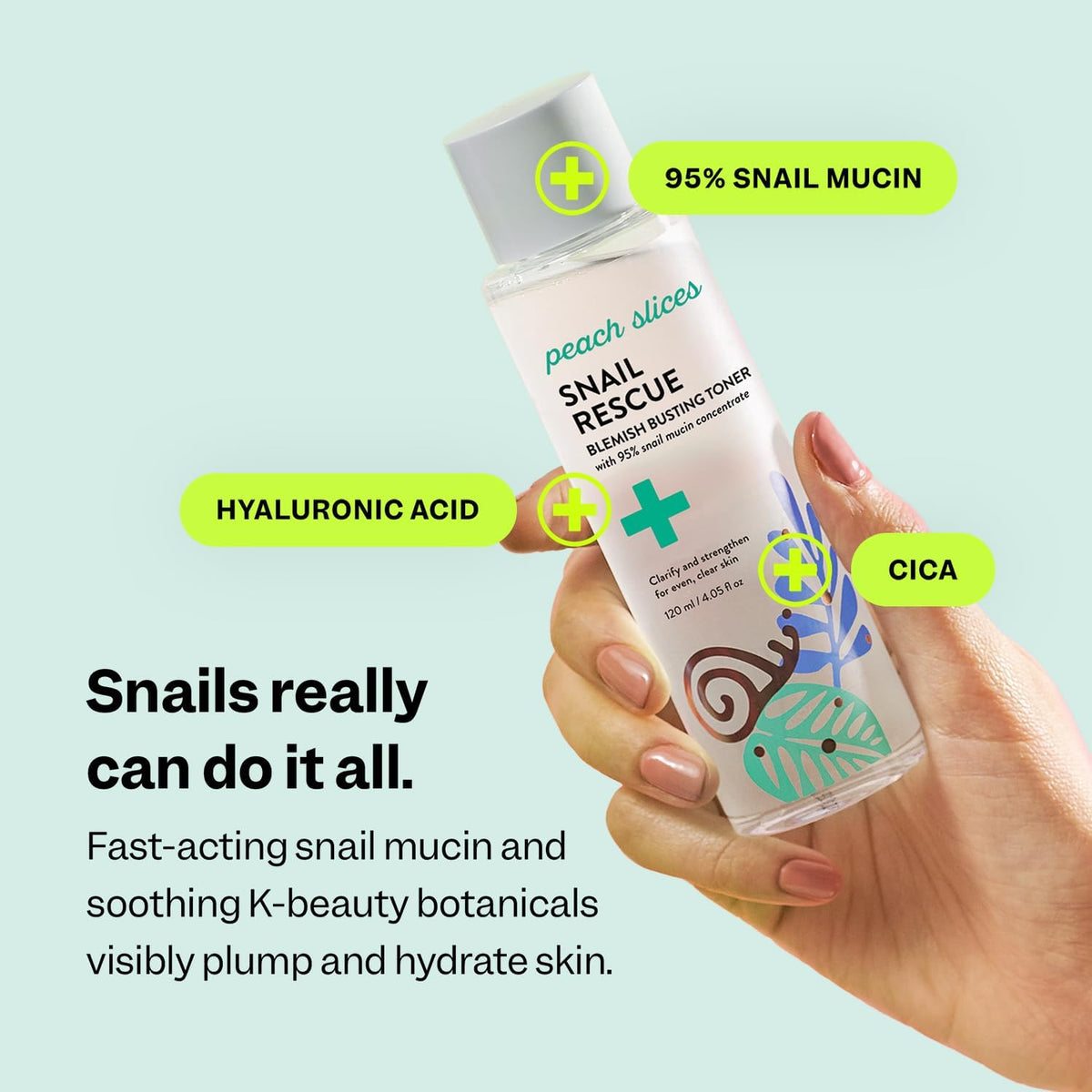 Peach Slices | Snail Rescue Blemish Busting Toner | 95% Snail Mucin | Pore Cleaner | Hydrates &