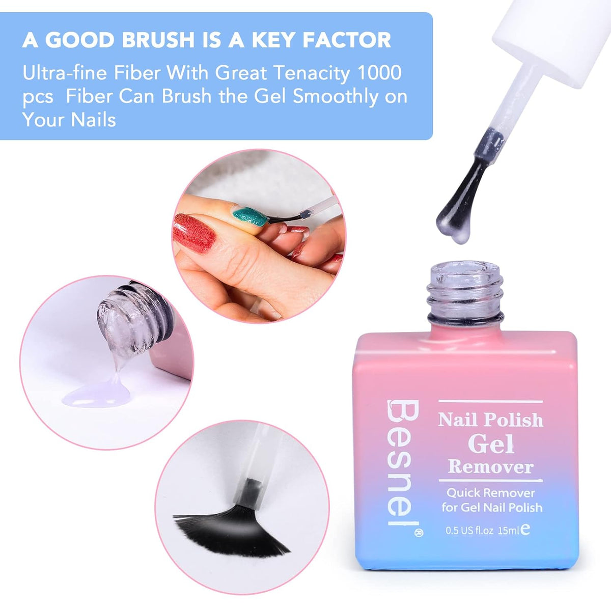 Gel Nail Polish Remover 5 Pack Professional Gel Polish Remover Non-Irritating Quick Easy,Nail