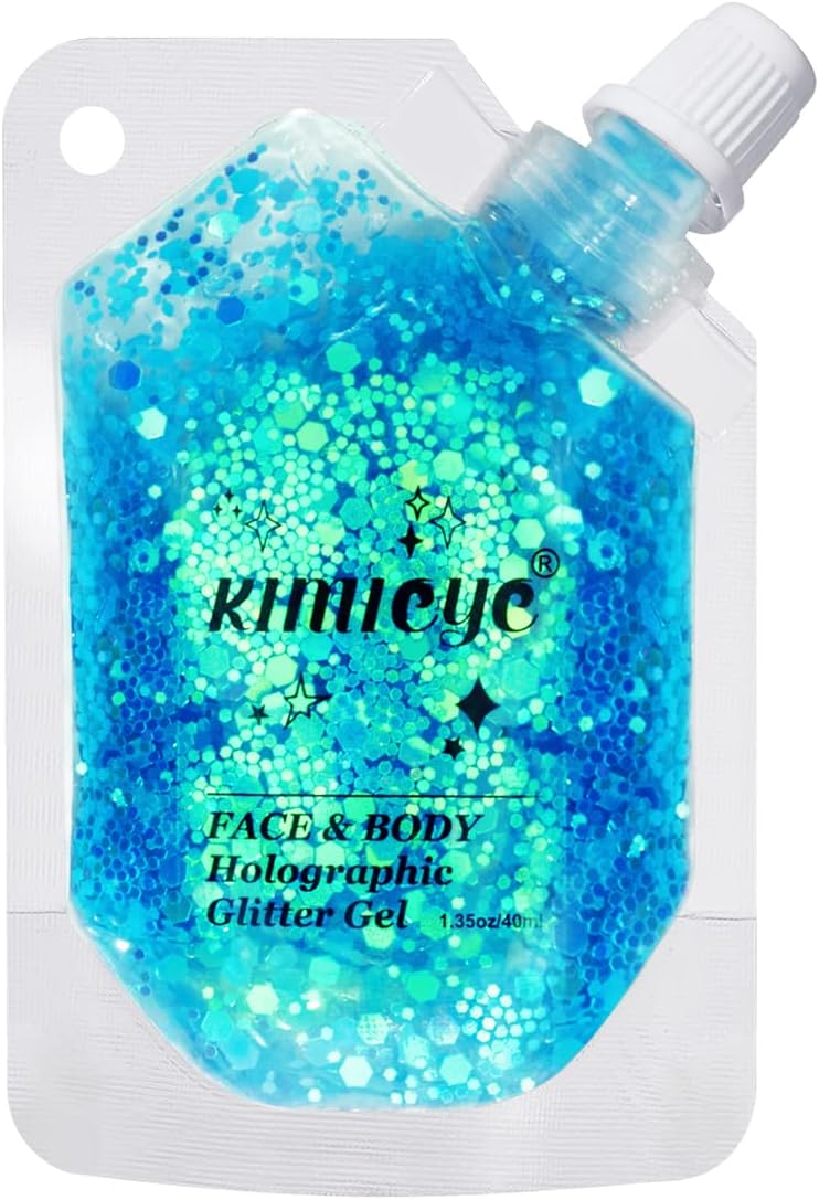 Holographic Face Glitter Gel Body Shimmer Makeup for for Hair, Face, Clavicle, Arm, Nail
