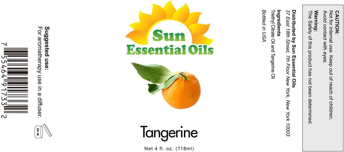 Sun Essential Oils Tangerine Essential Oil 4oz - Pure Tangerine Aromatherapy Oil