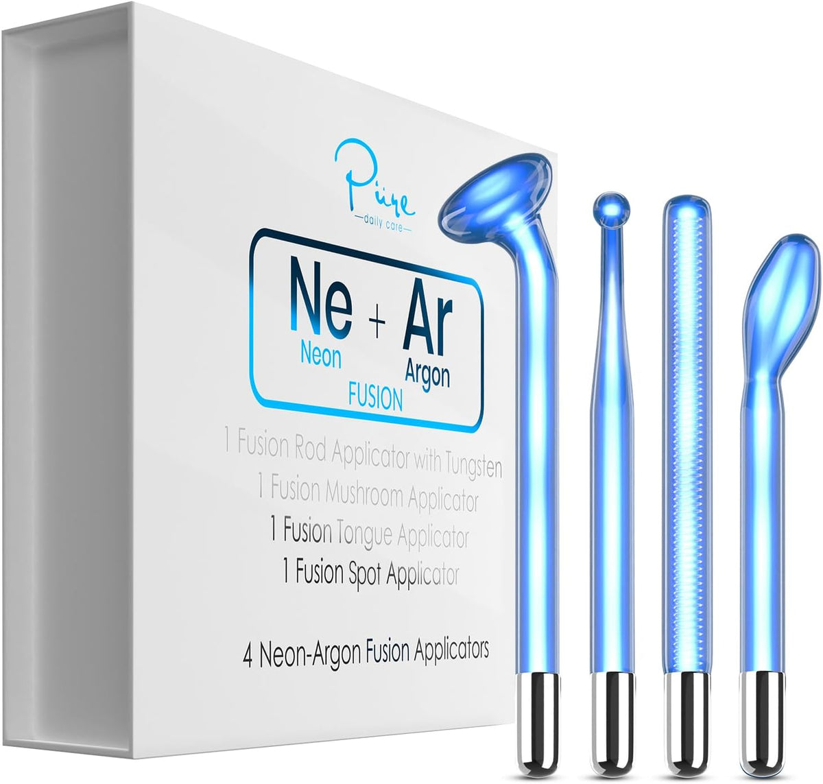 4-Piece Fusion Wand Acessory Set for Nuderma Wands - NuDerma NOT Included - Neon & Argon Fusion
