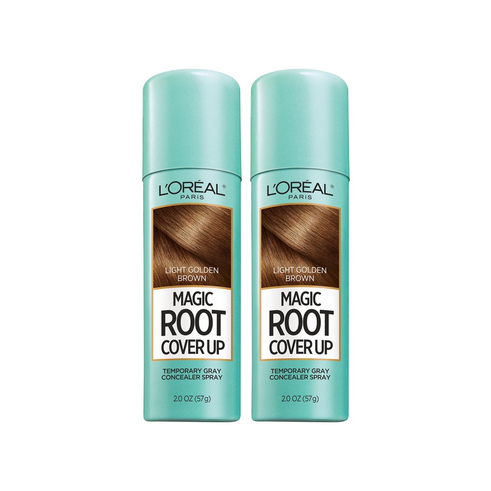 L'Oreal Paris Hair Color Root Cover Up Temporary Gray Concealer Spray Light Golden Brown (Pack of