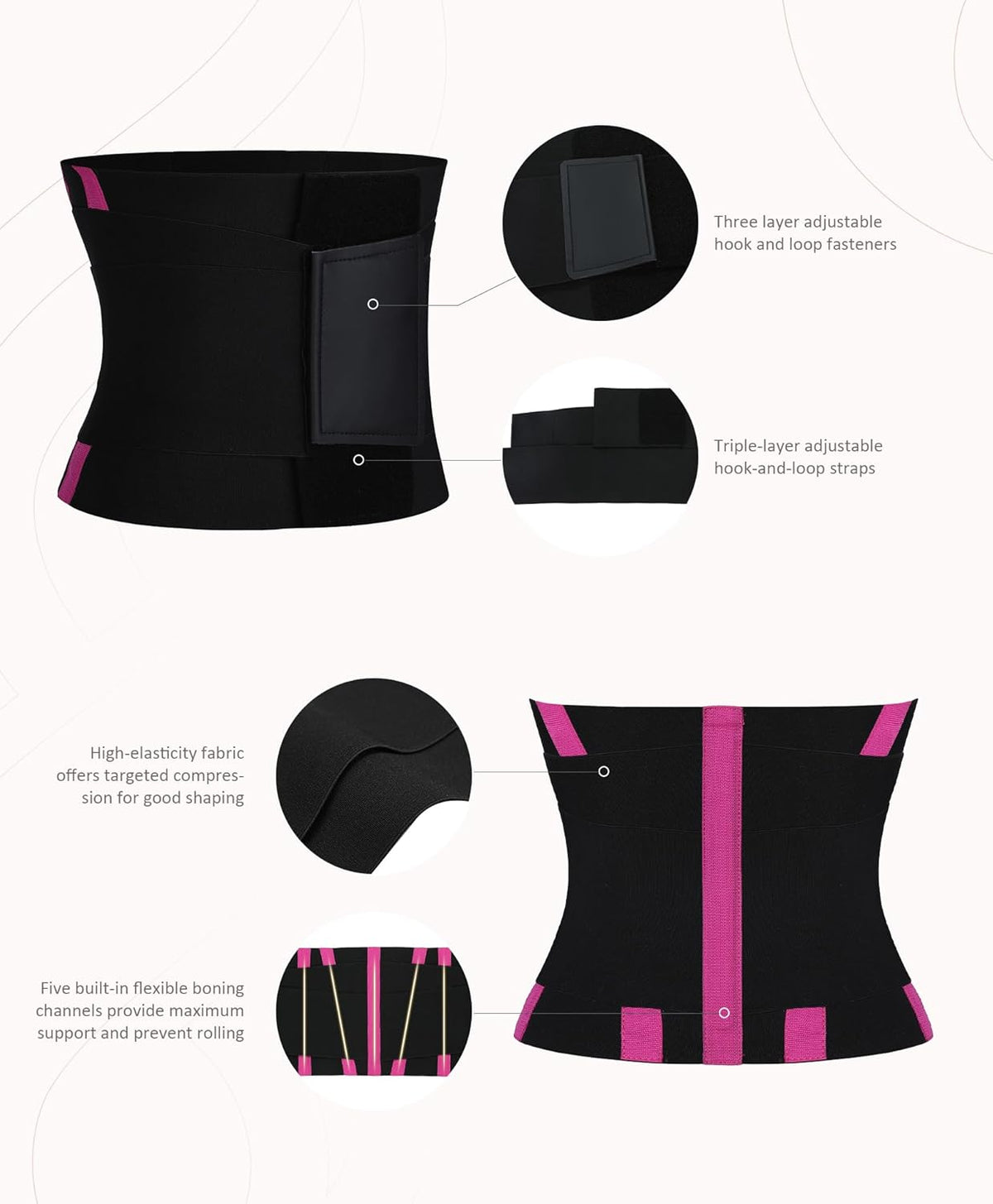 FeelinGirl Waist Trainer Long Torso Waist Cincher Trimmer Ab Belt Tummy Control Body Shaper Triple