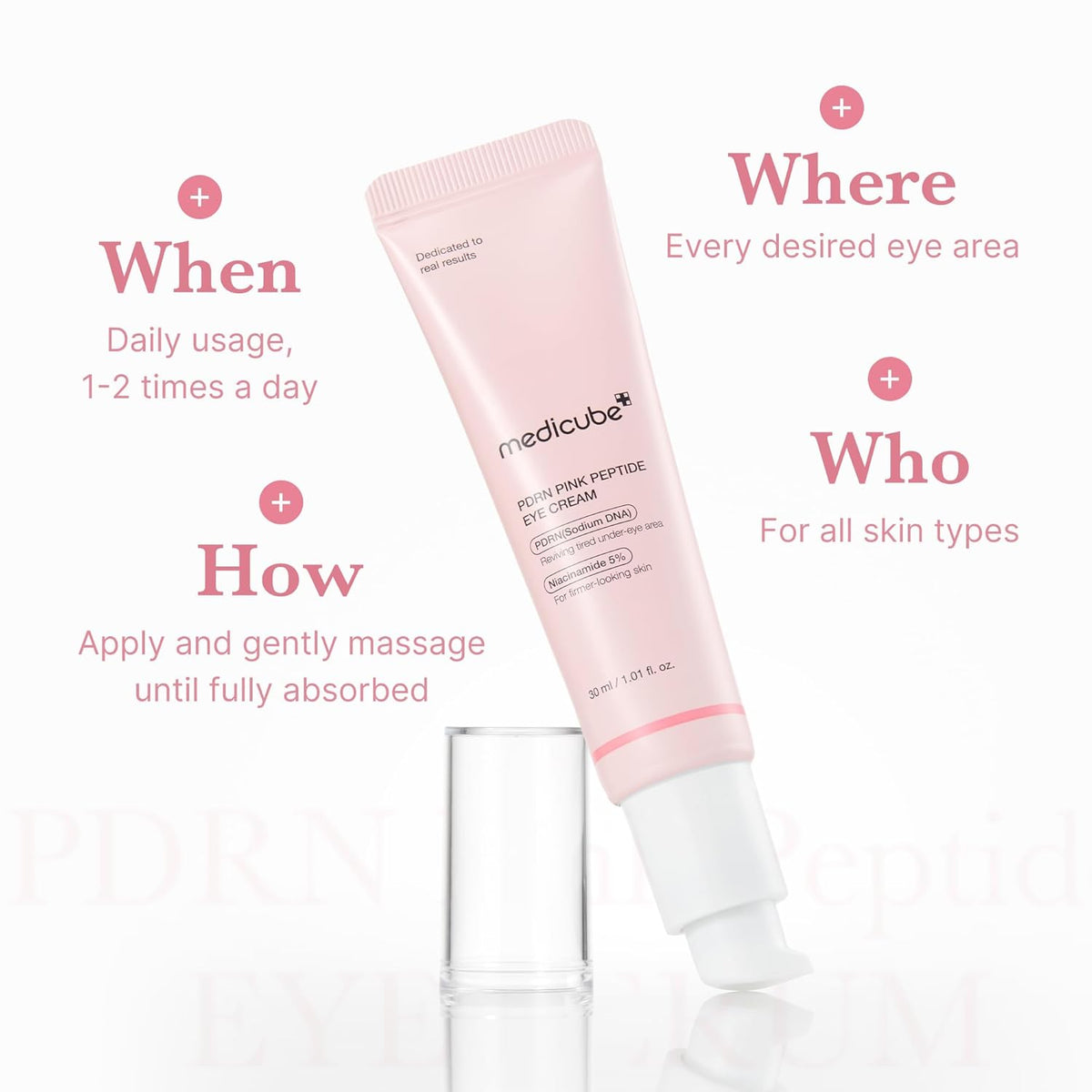 medicube Salmon DNA PDRN Pink Peptide Eye Serum with Niacinamide and 99% Purity Retinol for Fine
