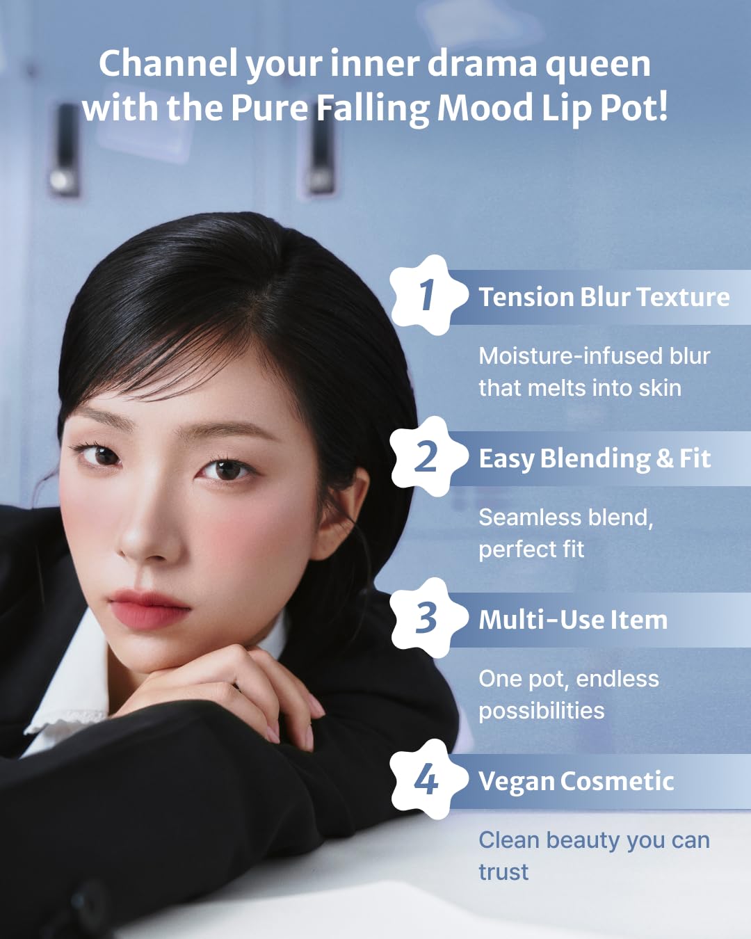 DEARMAY Pure Falling Mood Lip Pot No. 05 Stolen Kiss 0.23 Oz. Vegan Lip Stain Lip & Cheek Multi-Use