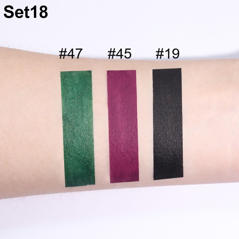 evpct 3Pcs Dark Black Grape Plum purple Emerald Green Matte Liquid Lipstick Lip Stain Sets for