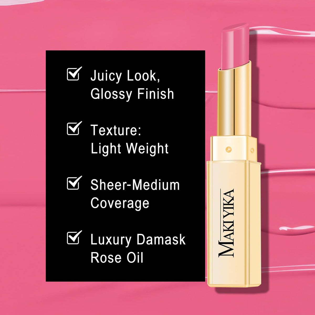 MAKI YIKA Moisture Pink Lipstick for Women Hydrate Lip Balm for Dry Cracked Lips Weightless Glossy