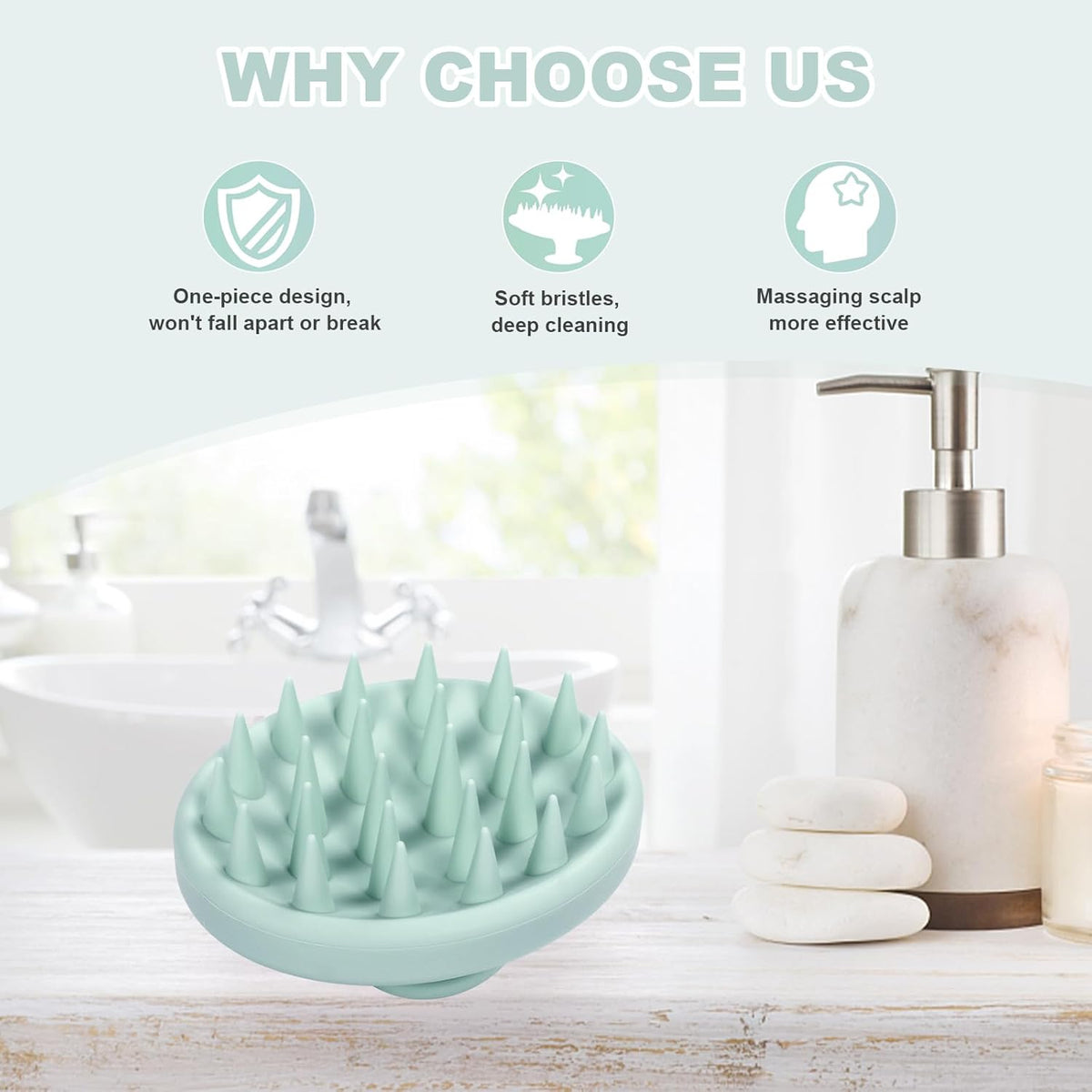 Silicone Scalp Massager, Scalp Scrubber for Hair Growth with Soft Bristles, Scalp Exfoliator Brush