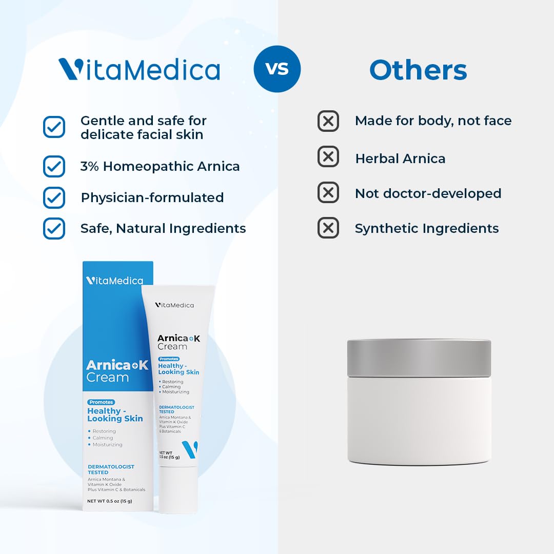 VitaMedica Arnica Cream - Arnica Montana + Vitamin K Oxide for Bruises - Sensitive Skin Formula