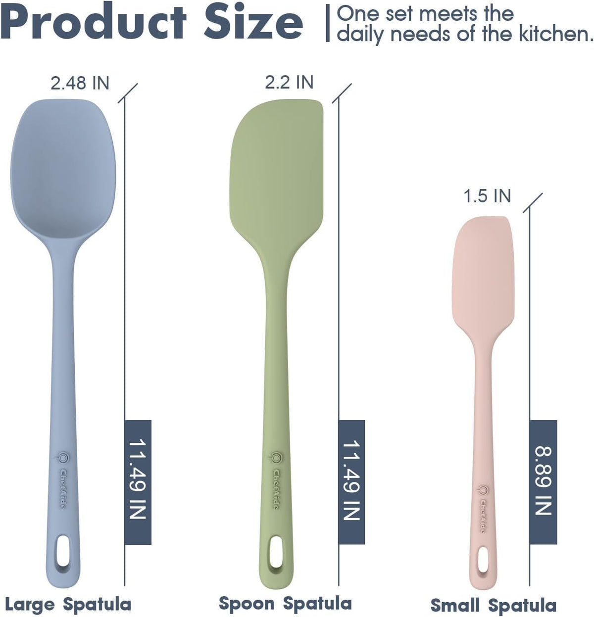 3 Pieces Silicone Spatula Set, Food Grade Rubber Spatula, Upgrade Strong Handle with Ergonomic