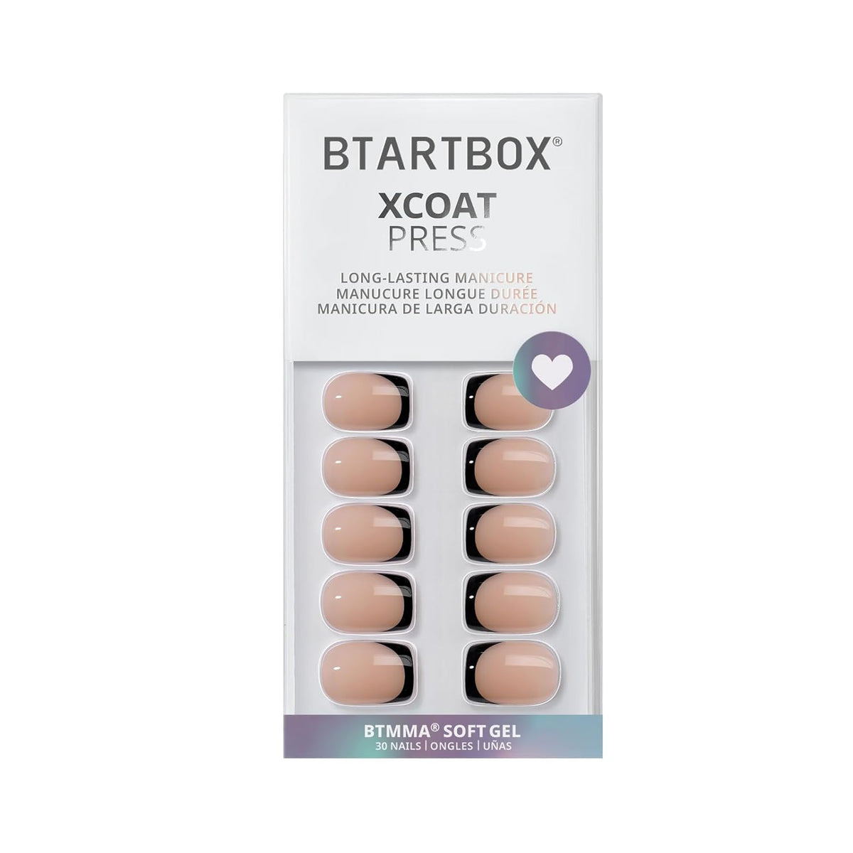 French Tip Press On Nails - BTArtbox Jelly Square Fake Nails with Nail Glue, Reusable