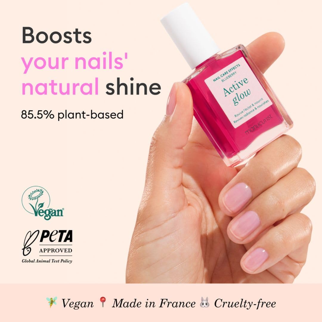Manucurist Active Glow Blueberry All-in-One Perfecter Nail Polish & Care - No Lamp - Vegan & Made