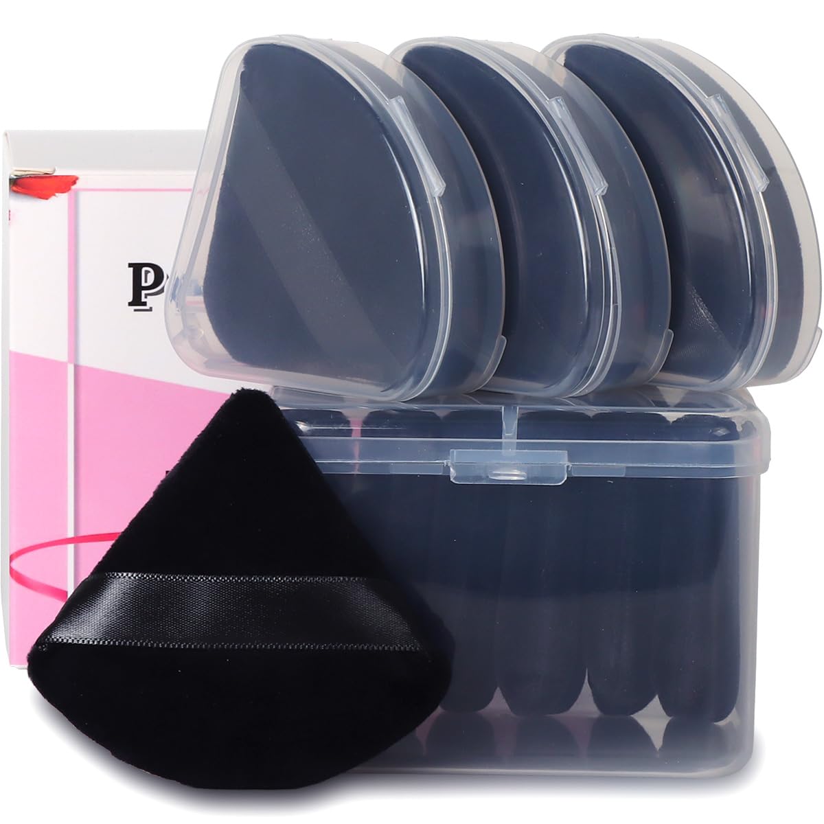 Ocim 10Pcs Triangle Powder Puffs for Face Powder,Soft Velour Triangular Beauty Puff,Makeup