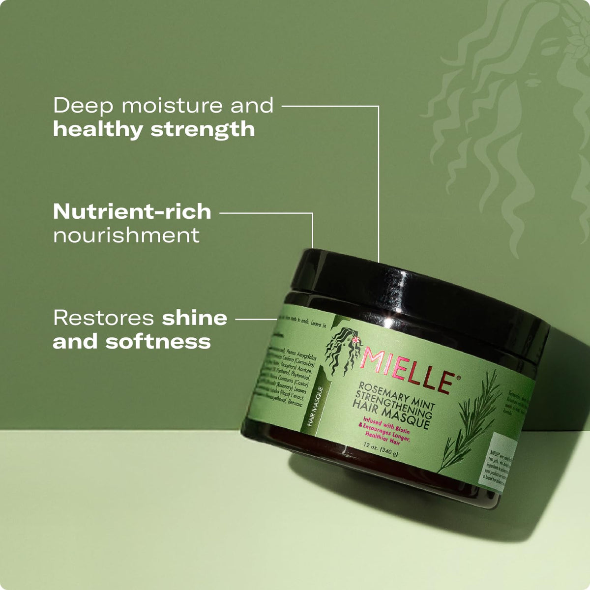 Mielle Organics Rosemary Mint Strengthening Hair Mask for Damaged Hair - Deep Conditioning