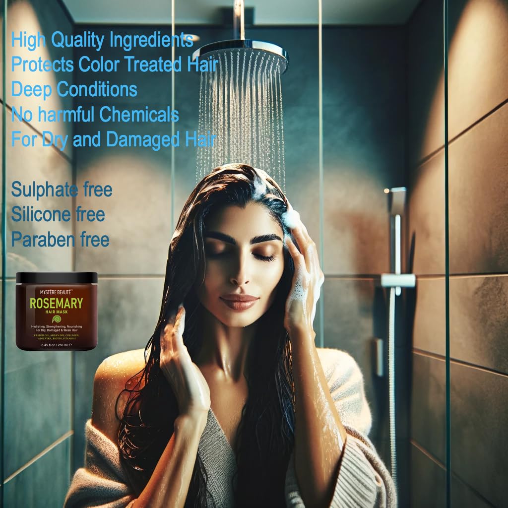 Rosemary Hair Treatment - with Collagen, Biotin, Argan Oil for Dry, Damaged, Curly Hair