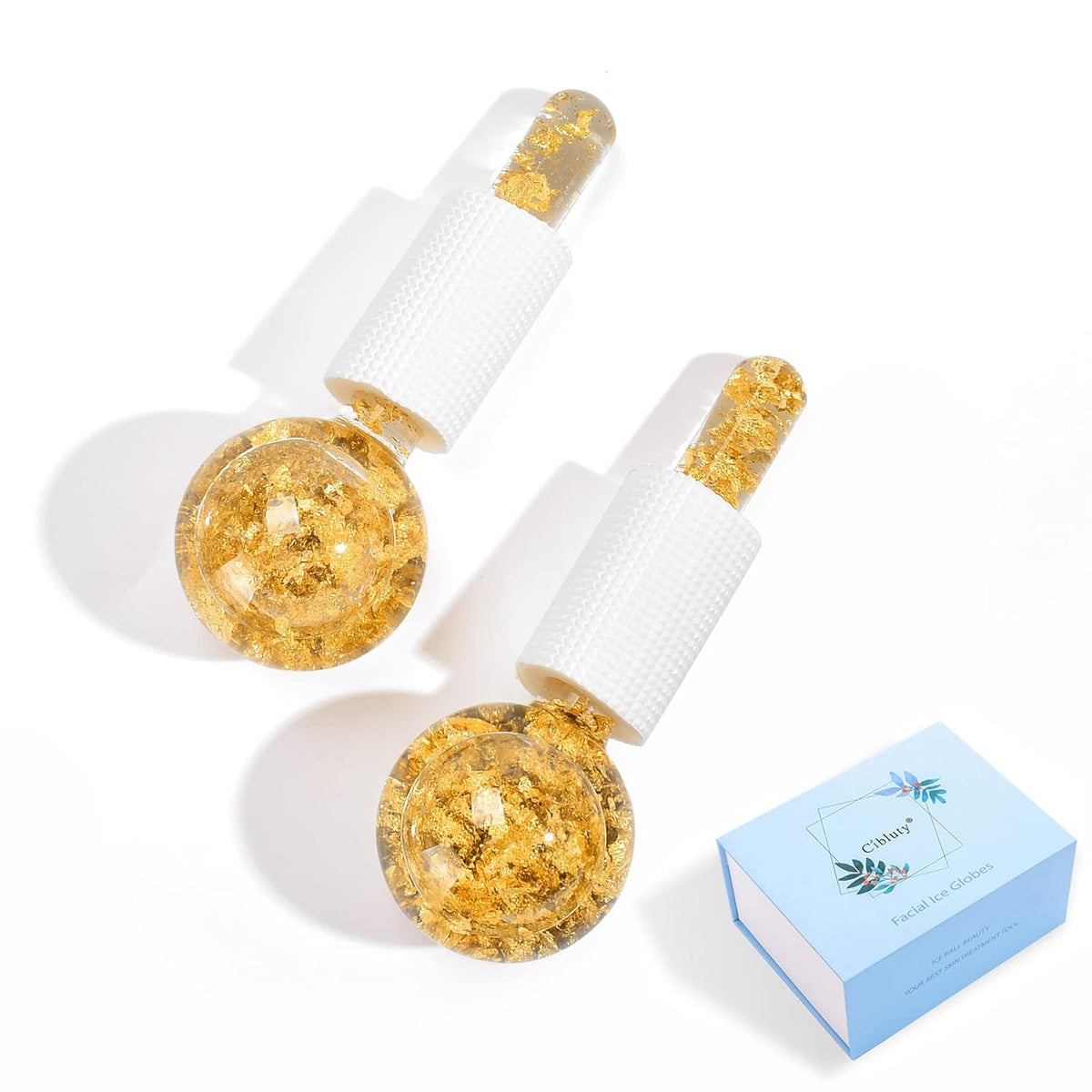 Ice Cryo Sticks Facial Globe with Golded Essence- 2PC Cooling Globes for Cold or Hot Skin