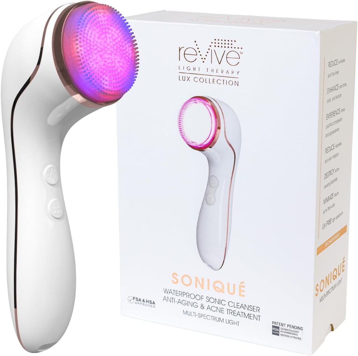 reVive Light Therapy LED Technologies | Lux Collection Soniqué Sonic | Facial Cleansing Brush | Red