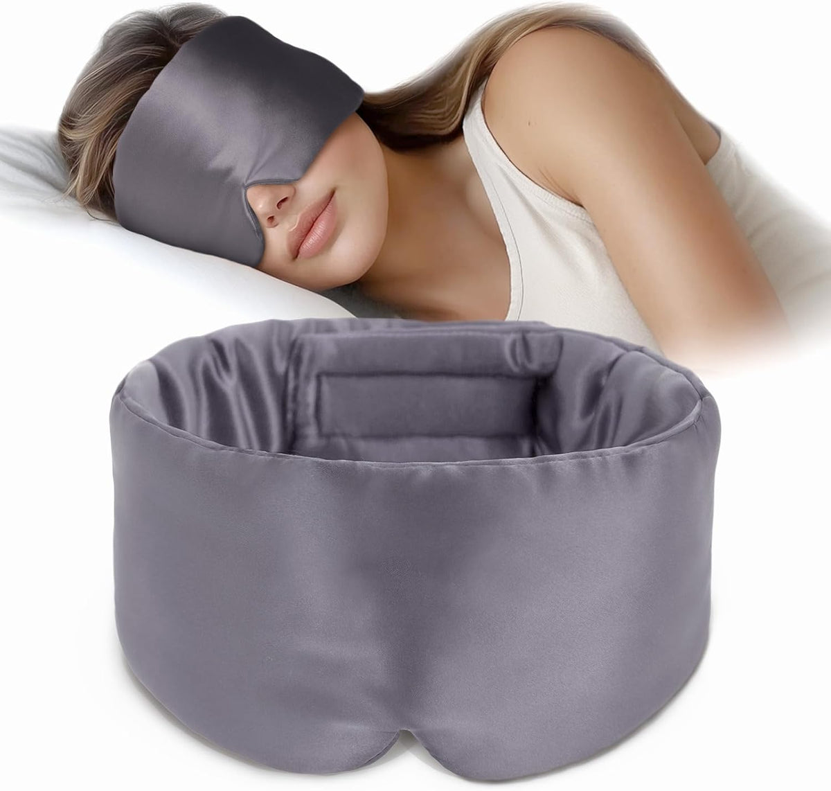 Silk Sleep Mask Soft Pressureless: 100% Mulberry Silk for Eye Skin Anti Wrinkles, Large Size for