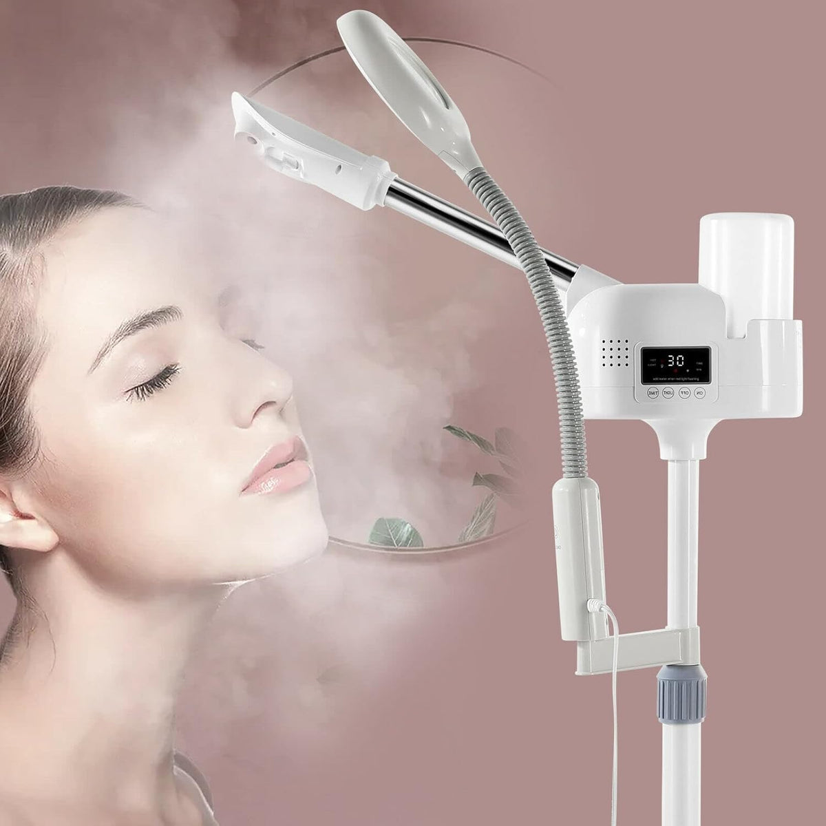 Professional 2 in 1 Facial Steamer Upgrade Esthetician Steamer with 5X LED Magnifying Lamp Beauty
