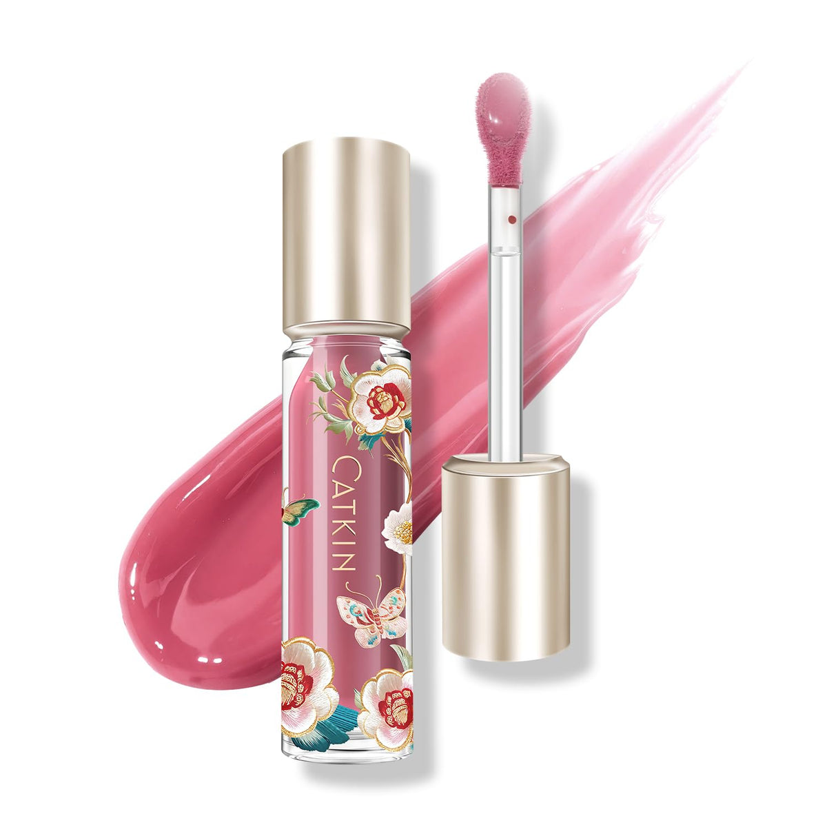 Catkin Lip Plumper Gloss, Tinted Lip Serum with Hyaluronic Acid & Jojoba Oil, Non-sticky Volumizing