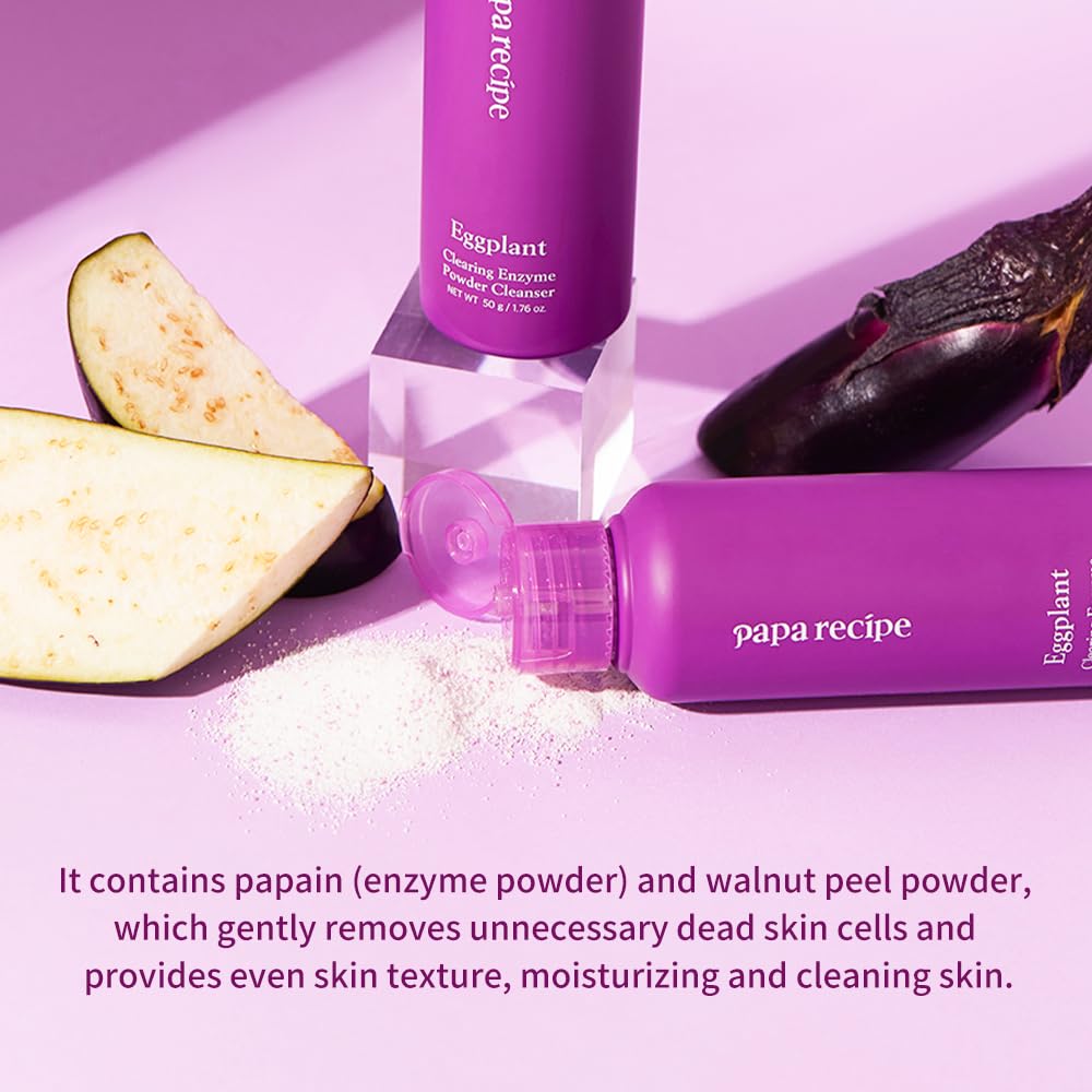 Papa Recipe Eggplant Enzyme Powder Cleanser – Triple Exfoliation with AHA, BHA, PHA – Low pH Korean