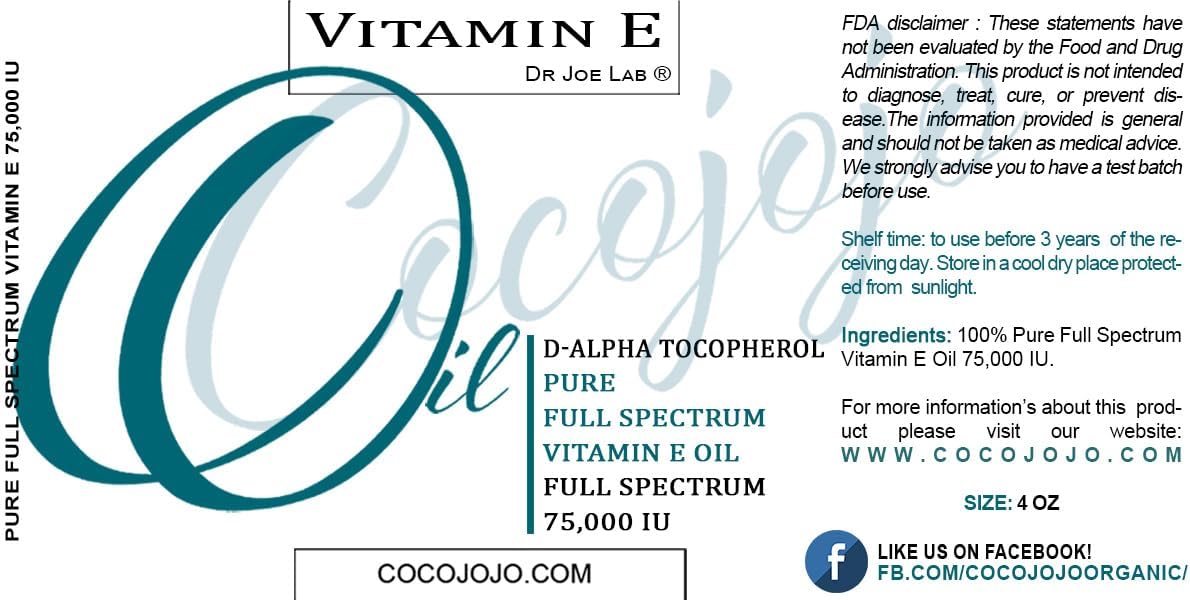 cocojojo Vitamin E Oil for Skin, Organic Vitamin E Oil for Hair, Face, Liquid Vitamin E, Vitamin E