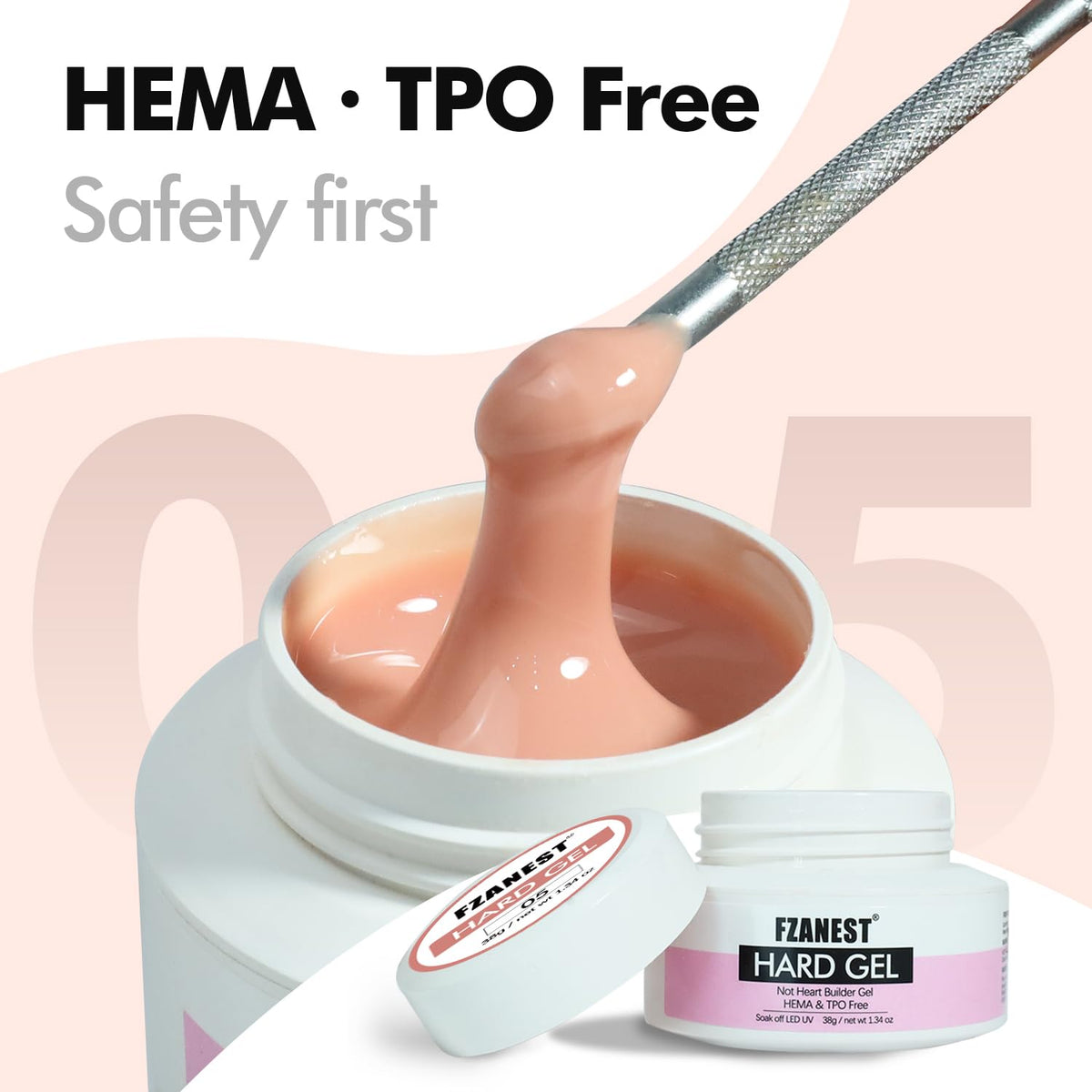 FZANEST Heat-Free Builder Nail Hard Gel For Nails Extension Sculpting Overlay Cool Nude Hema
