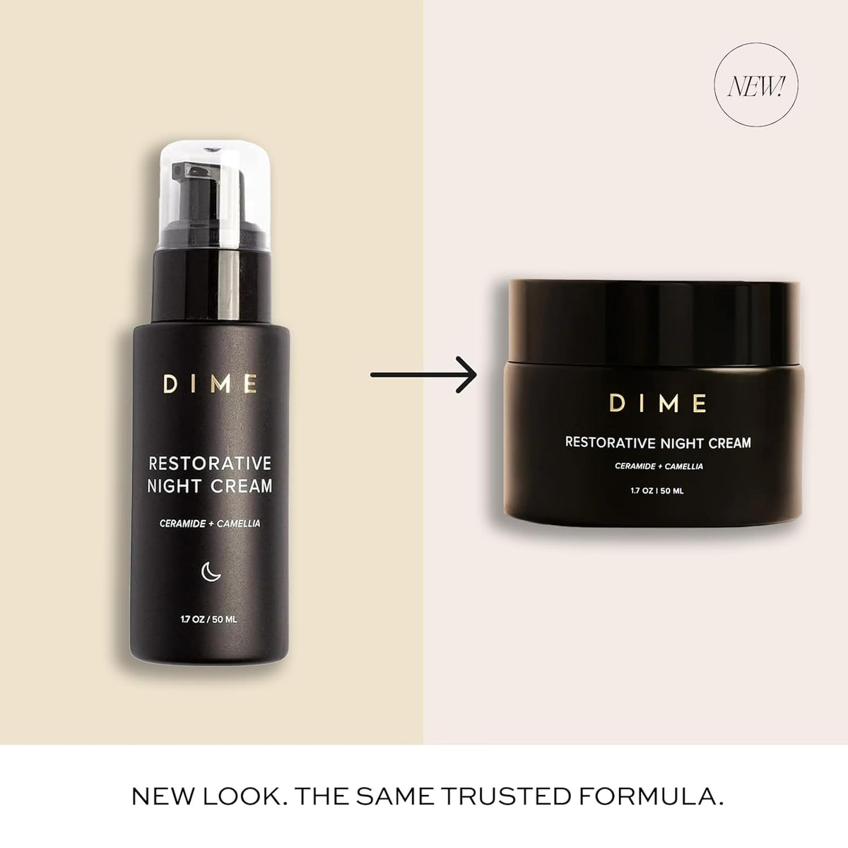 Dime Beauty Restorative Night Cream, Facial Moisturizer with Ceramides and Sea Buckthorn, 1.7 oz /