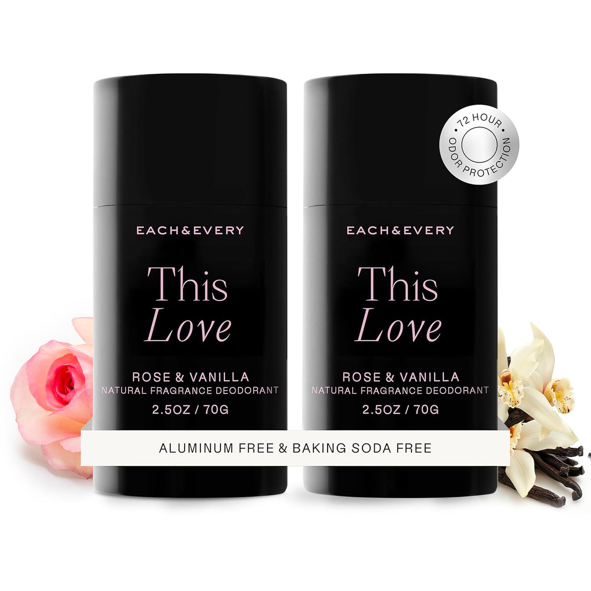 Each & Every Aluminum Free Deodorant for Women & Men, Rose & Vanilla - All Natural Deodorant for