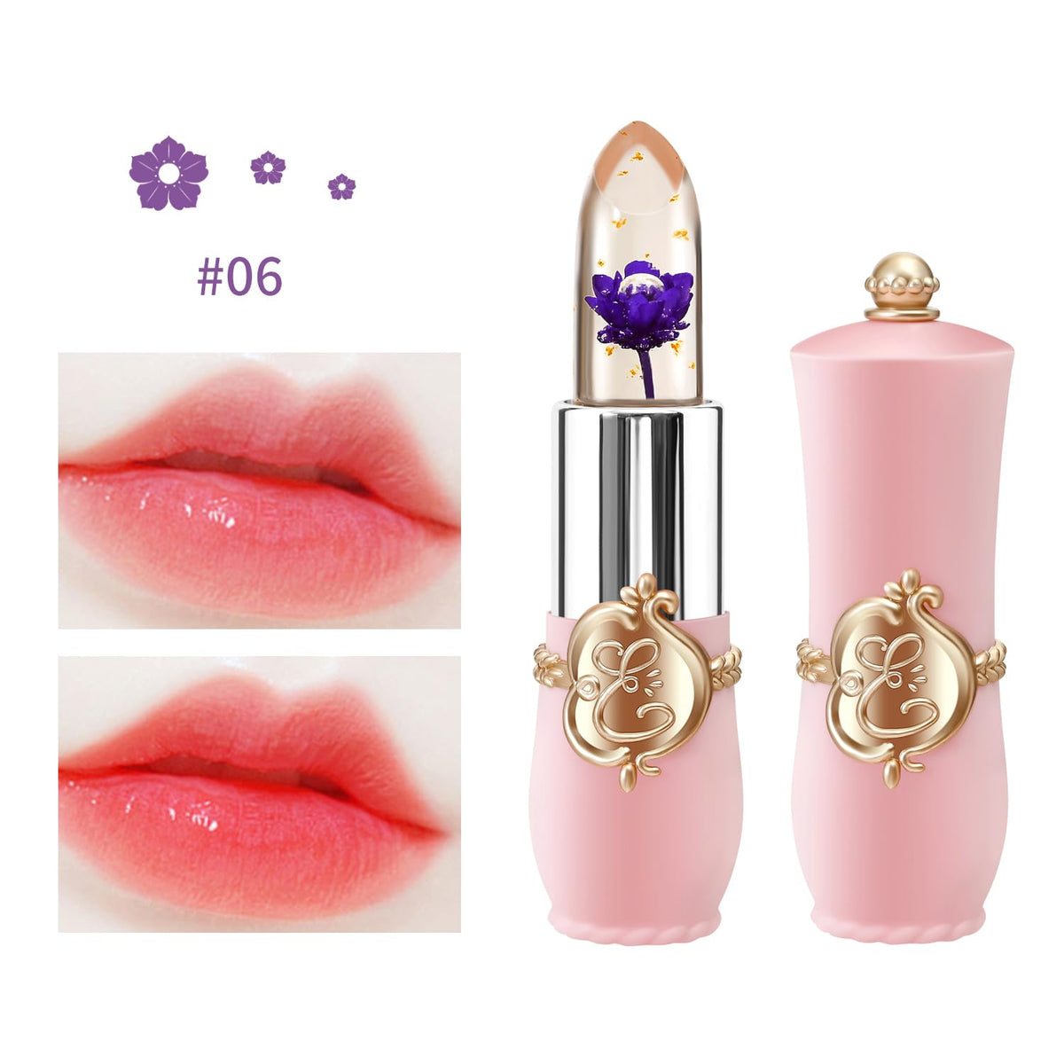 3 Pcs/Set Flower Jelly Lipstick Set Temperature Change Moisturizer Long Lasting Nutritious Balm