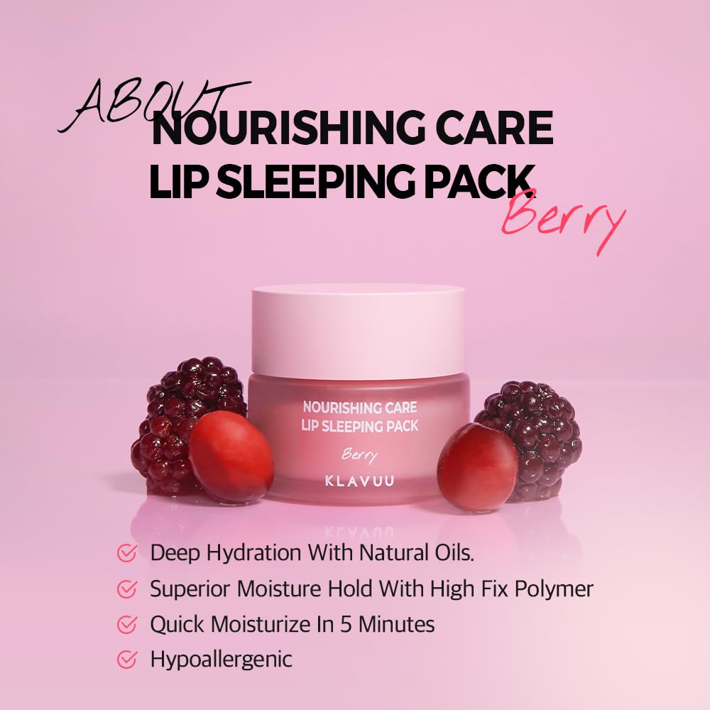 Klavuu Lip Mask Sleeping Pack (0.7oz) – Overnight Deep Hydrating Korean Lip Balm Treatment for Very